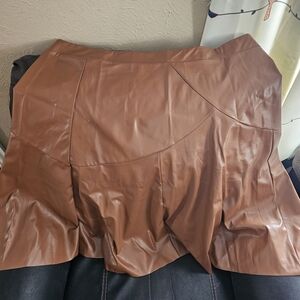Elegant Brown Leather Skirt